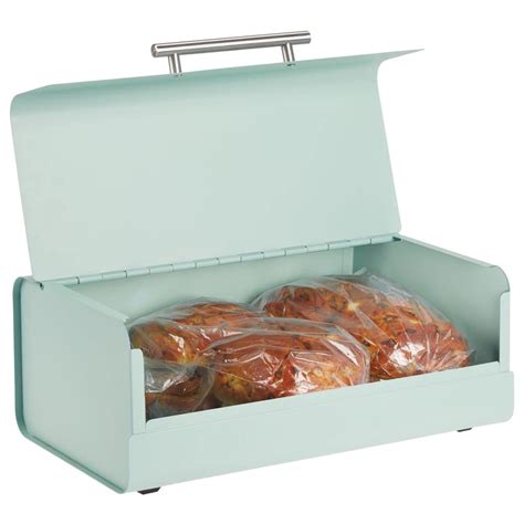 mDesign Metal Bread Box Bin with Hinged Lid 